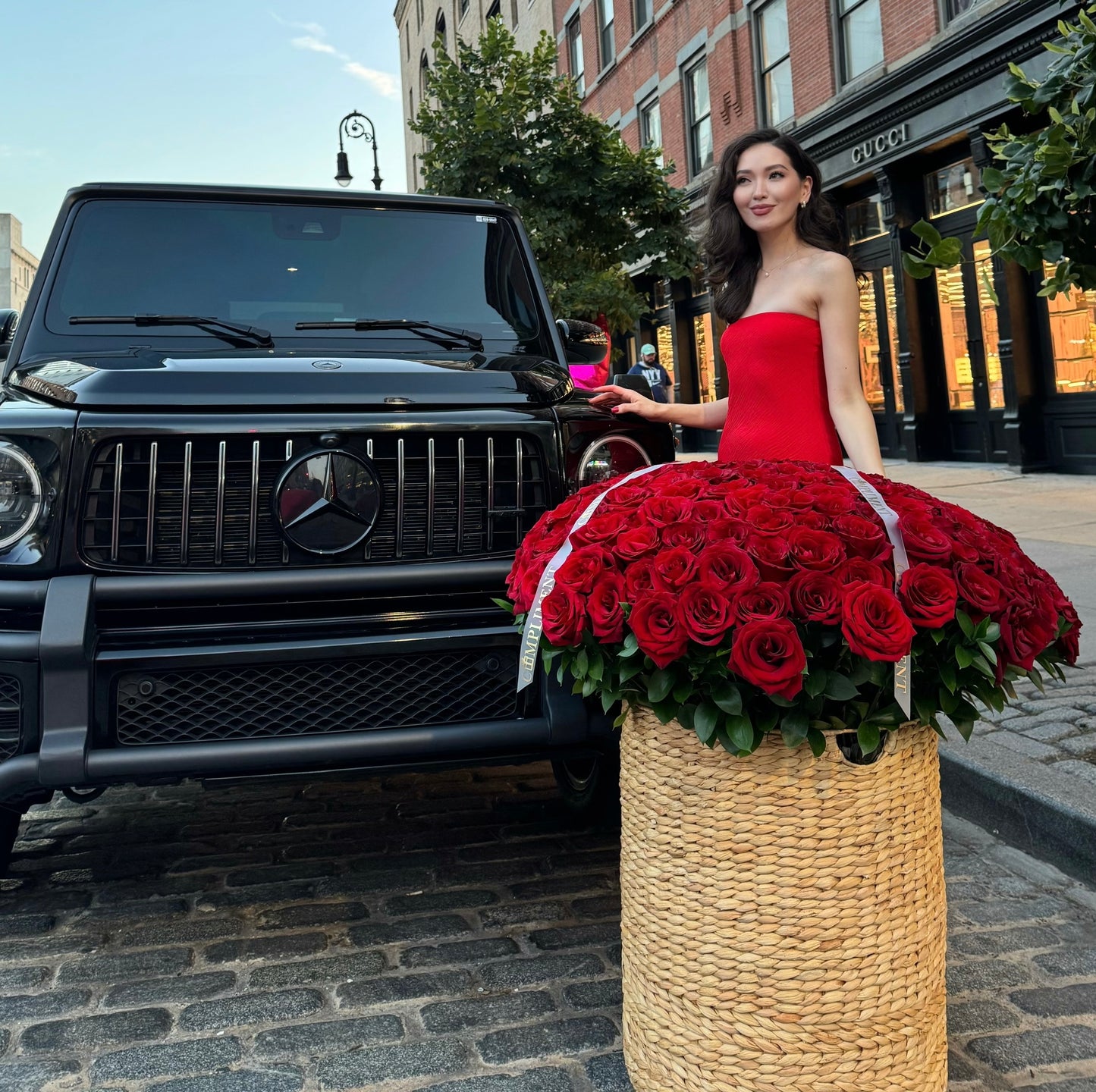 251 RED ROSES IN A BASKET