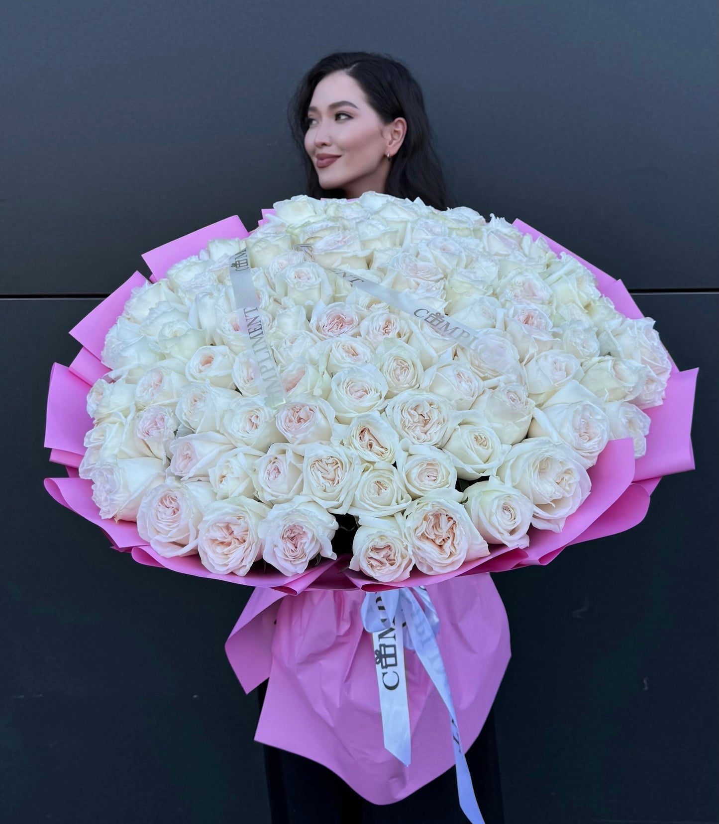 100 PEONY ROSES WHITE