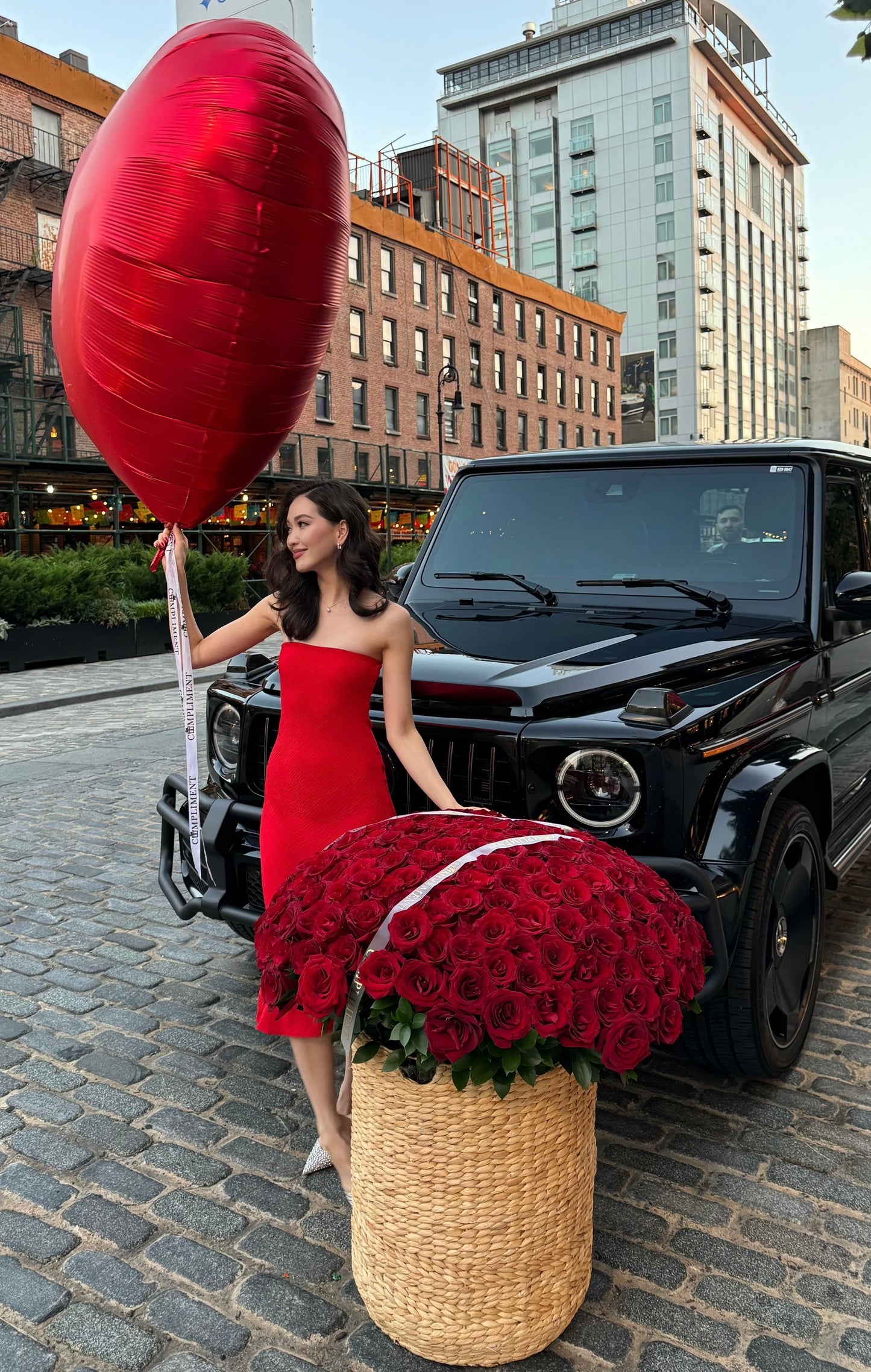 251 RED ROSES IN A BASKET