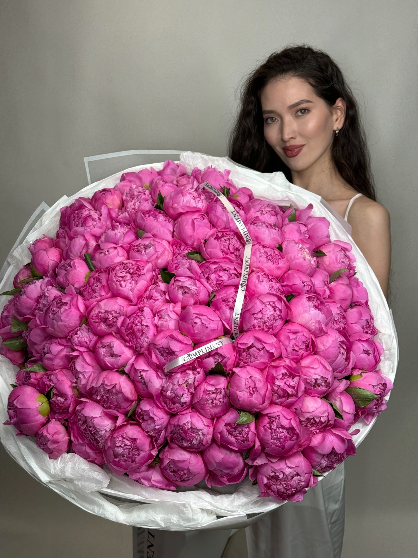 101 PINK PEONIES/ WHITE WRAPPING