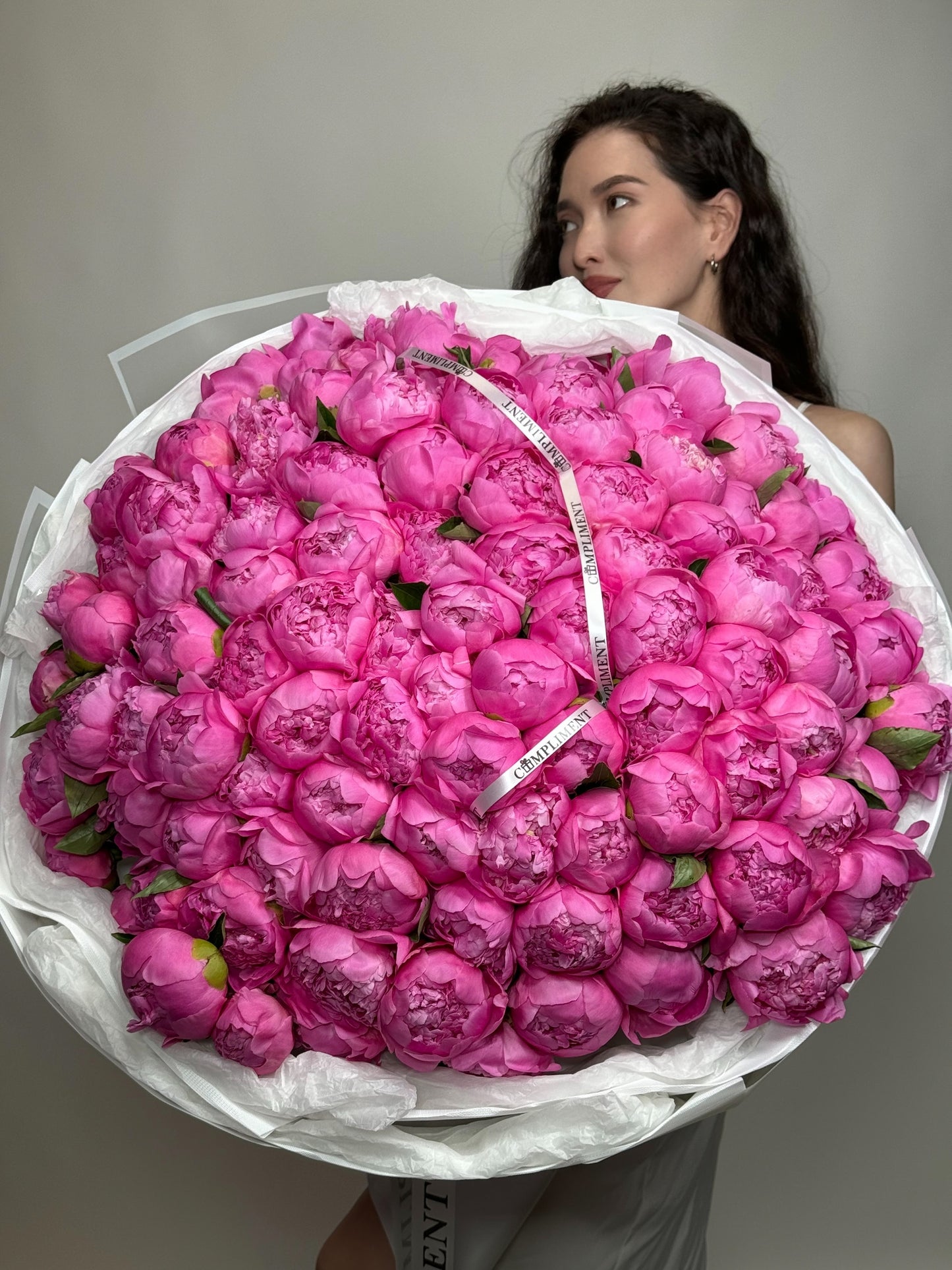 101 PINK PEONIES/ WHITE WRAPPING