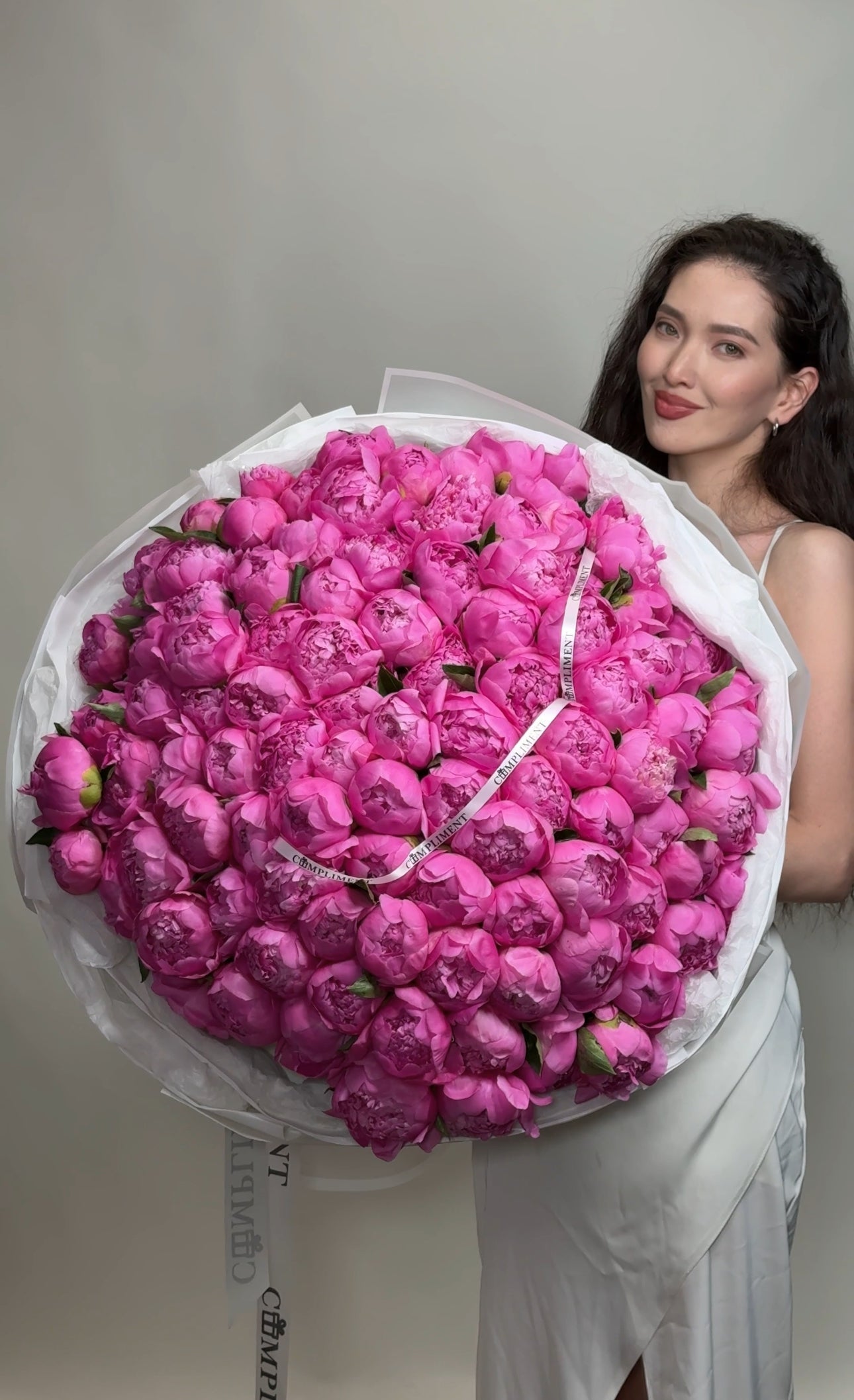 101 PINK PEONIES/ WHITE WRAPPING