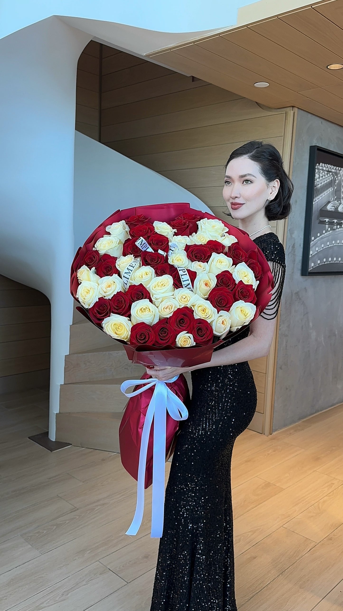 51 RED & WHITE ROSES