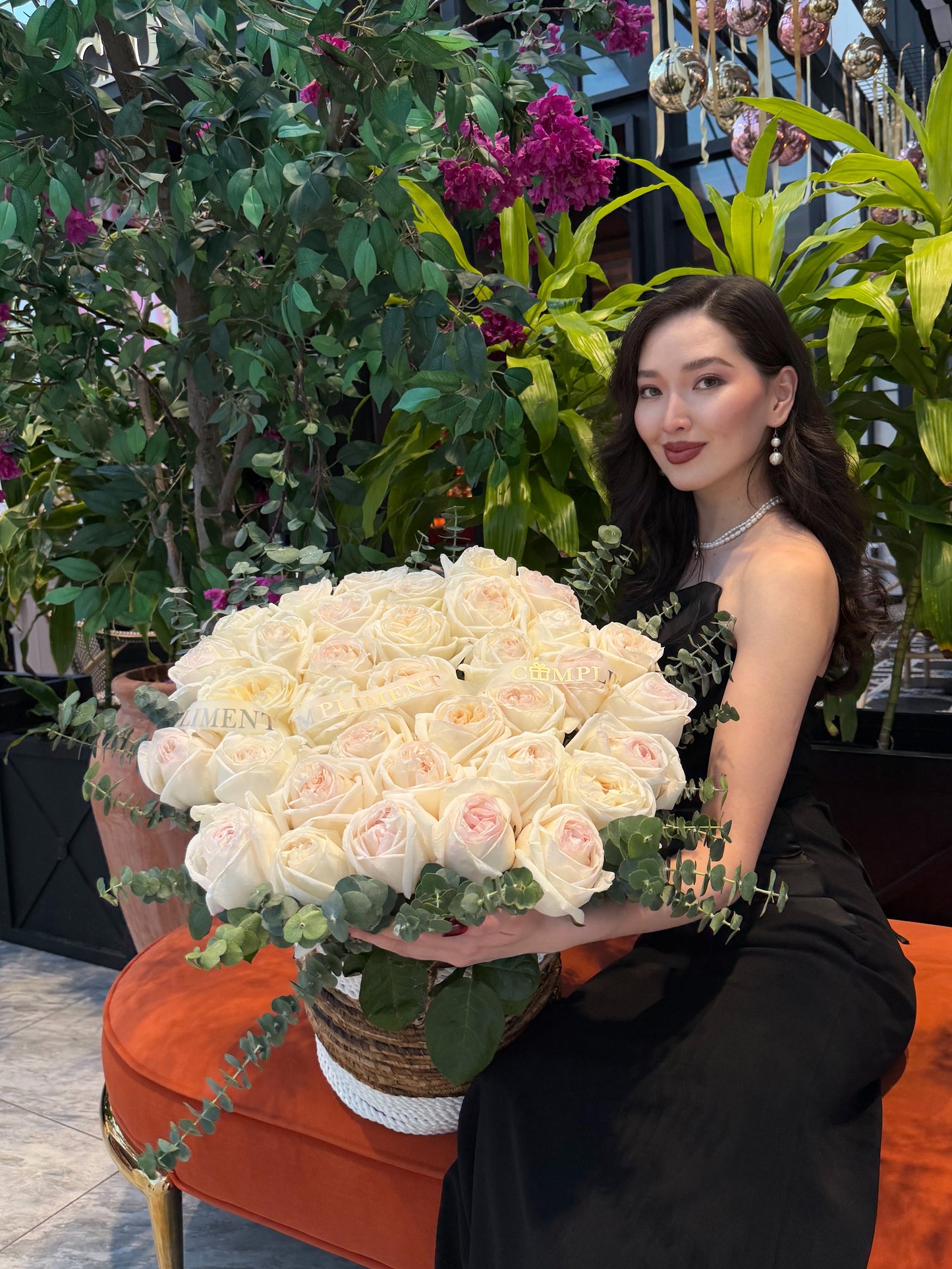 PEONY ROSES BASKET