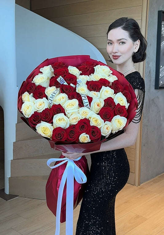 51 RED & WHITE ROSES