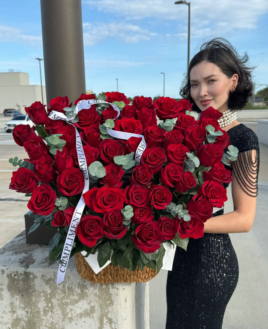 51 RED ROSES/ M BASKET