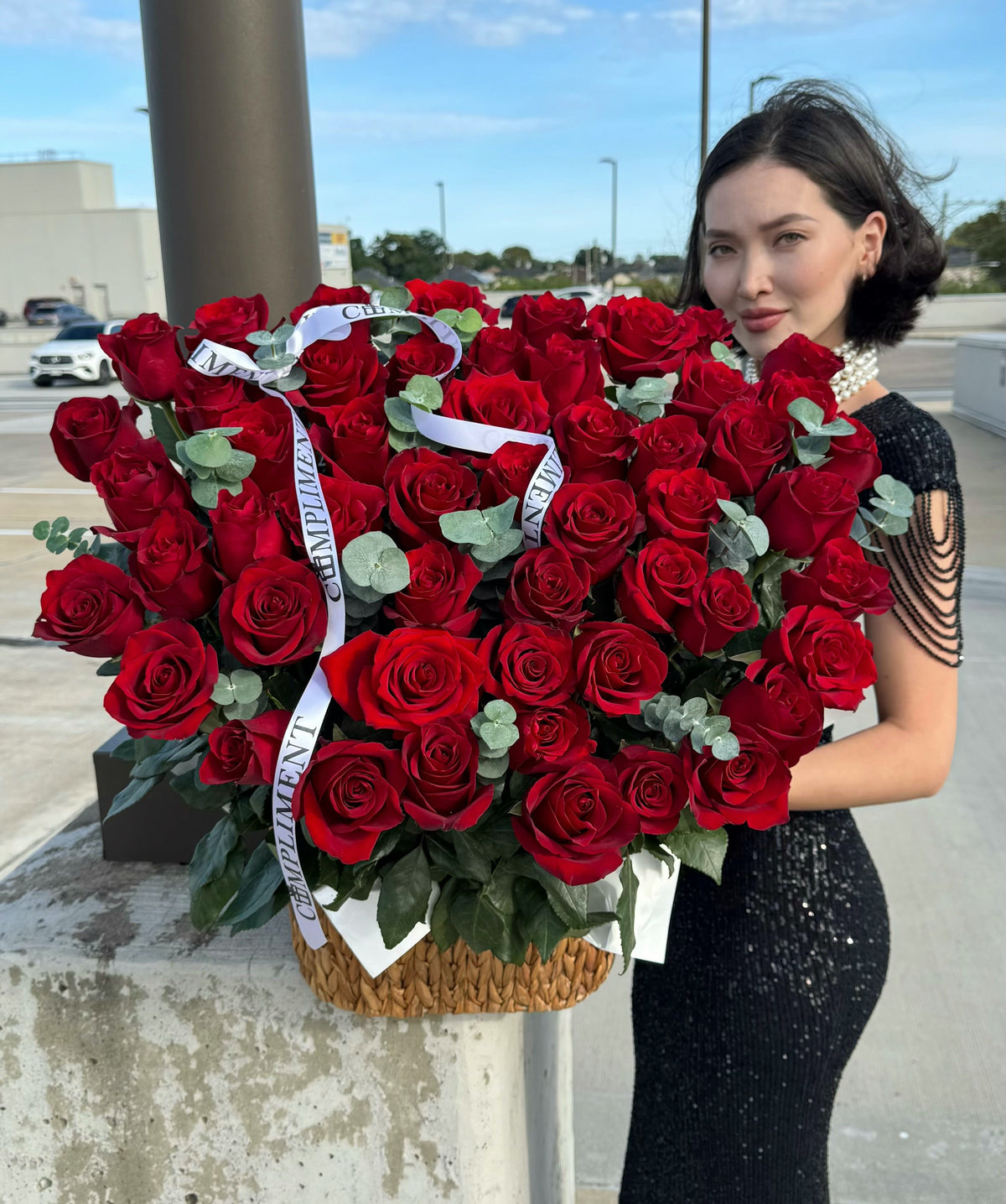 51 RED ROSES/ M BASKET
