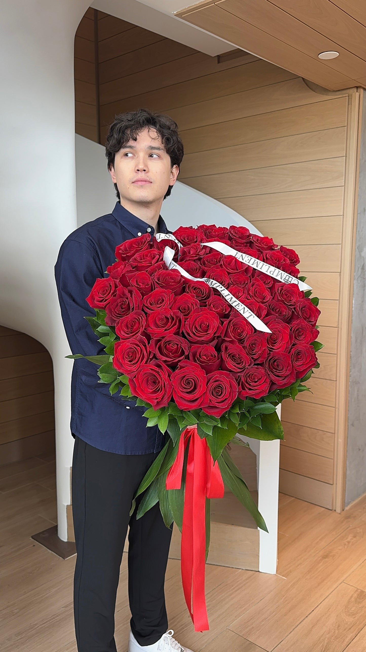 51 RED ROSES WITH GREENS
