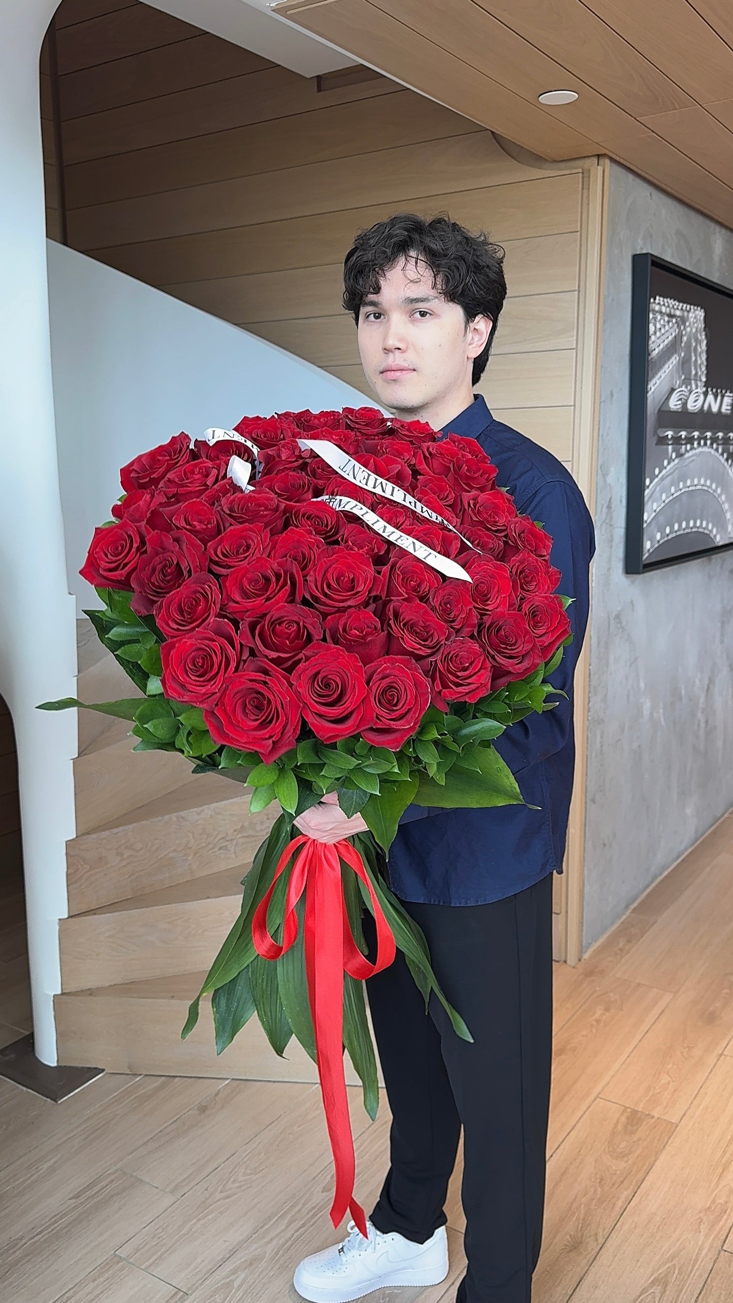 51 RED ROSES WITH GREENS