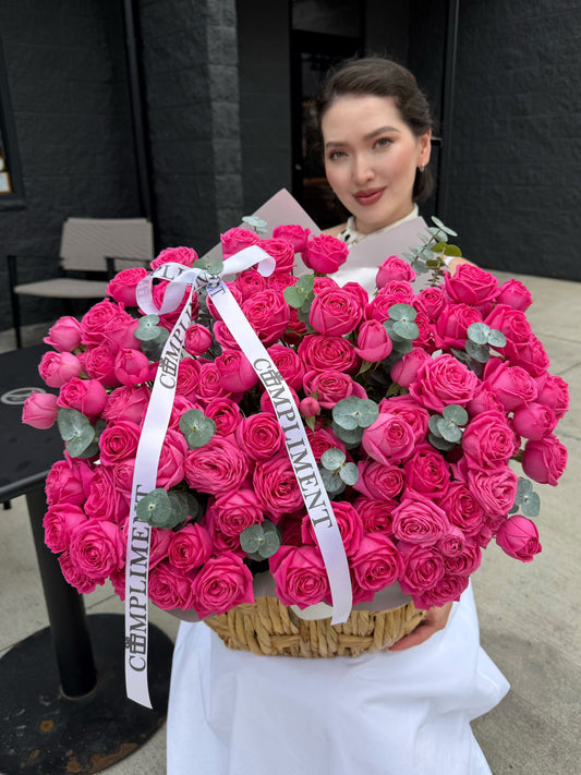 HOT PINK PEONY SPRAY ROSES/ M