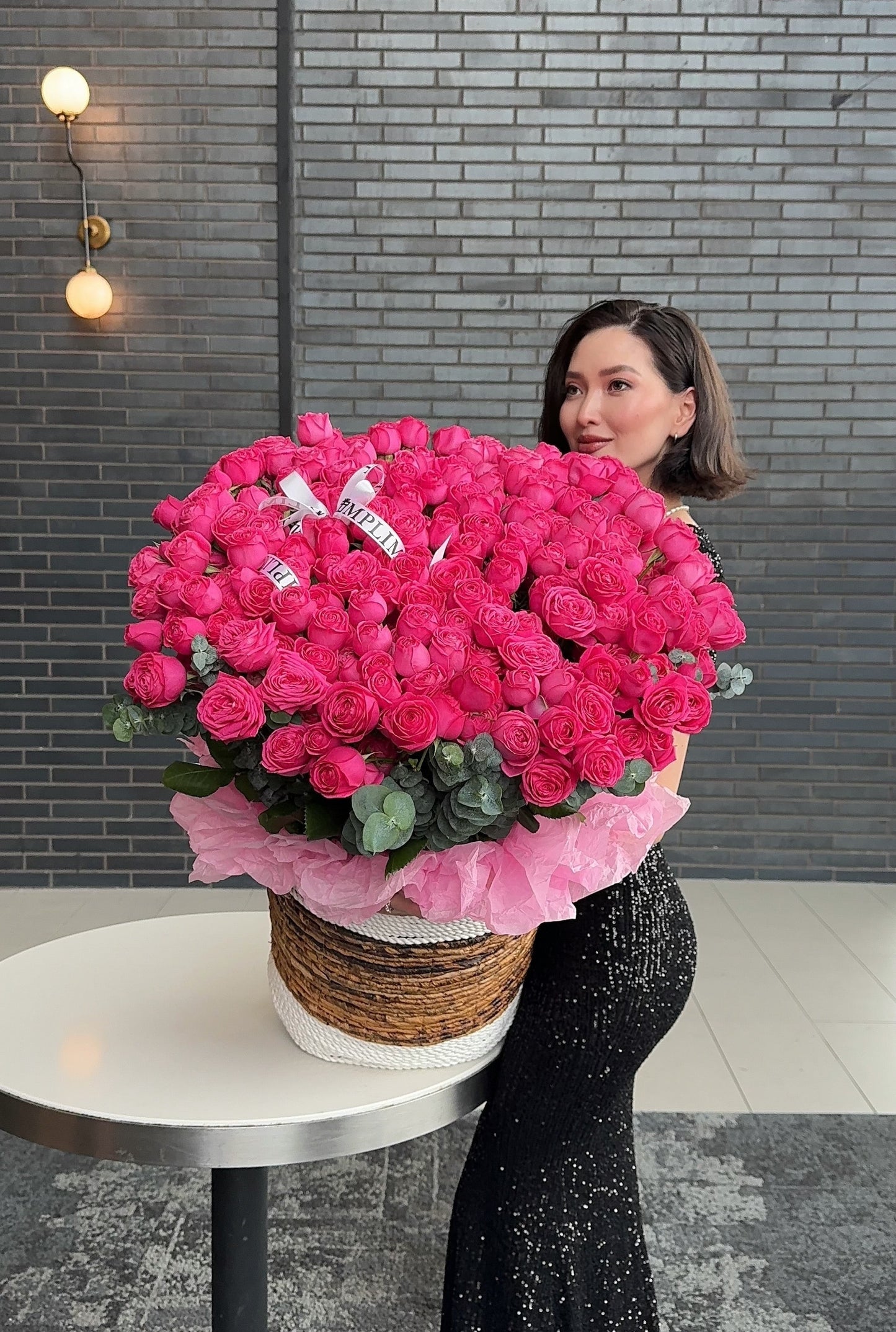 PEONY SPRAY ROSES BASKET