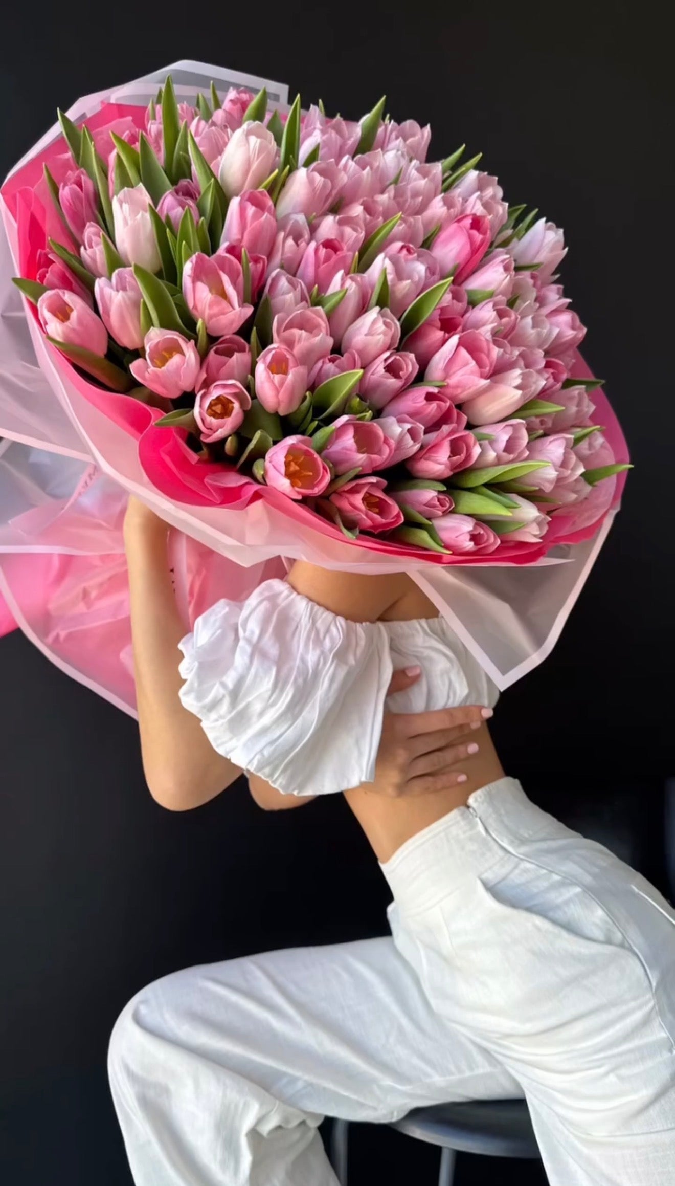 100 PINK TULIPS