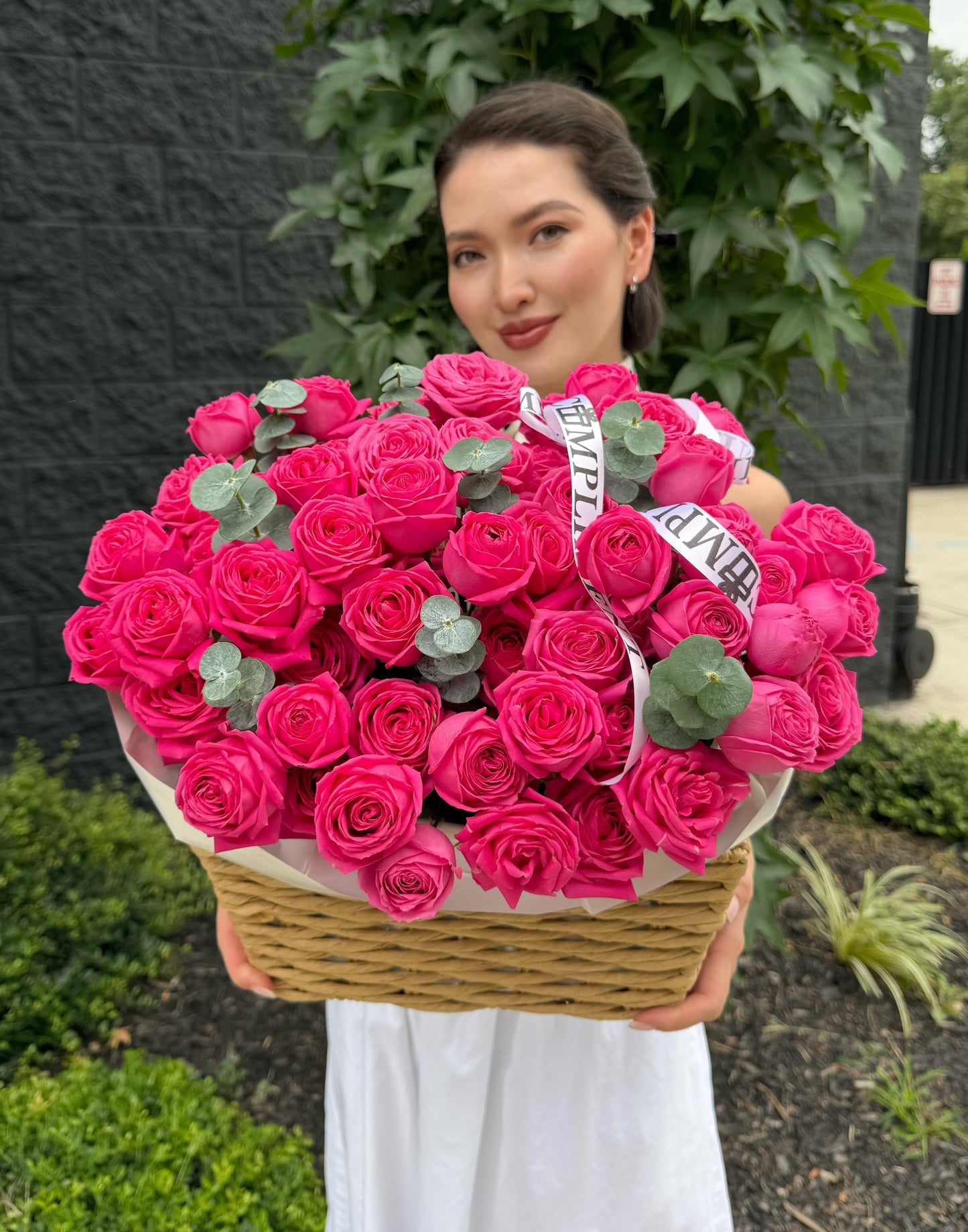 HOT PINK PEONY SPRAY ROSES/ S