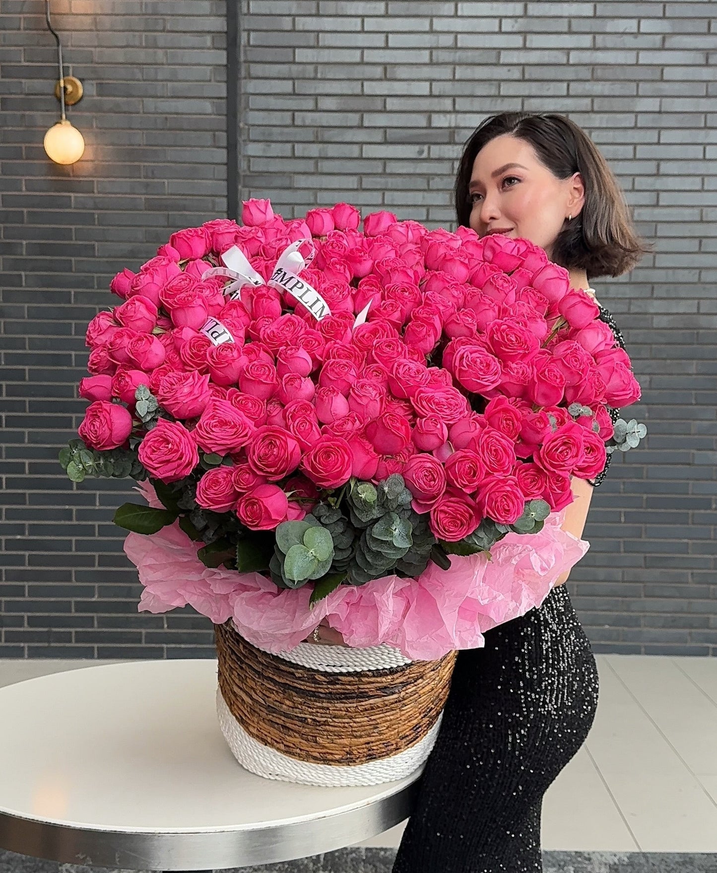 PEONY SPRAY ROSES BASKET